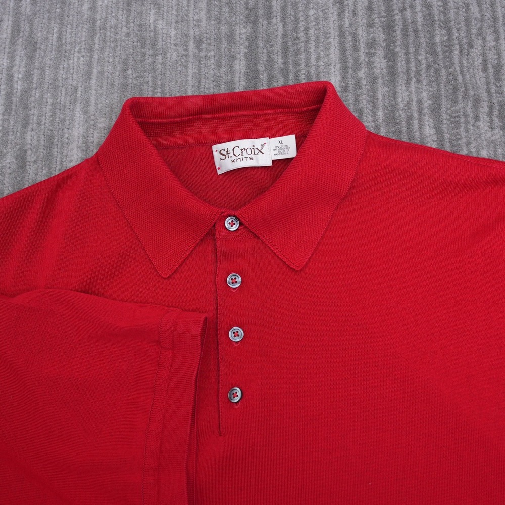 St. Croix Knits Men XL Red Short Sleeve Cotton Microfiber Polo Shirt Made in USA